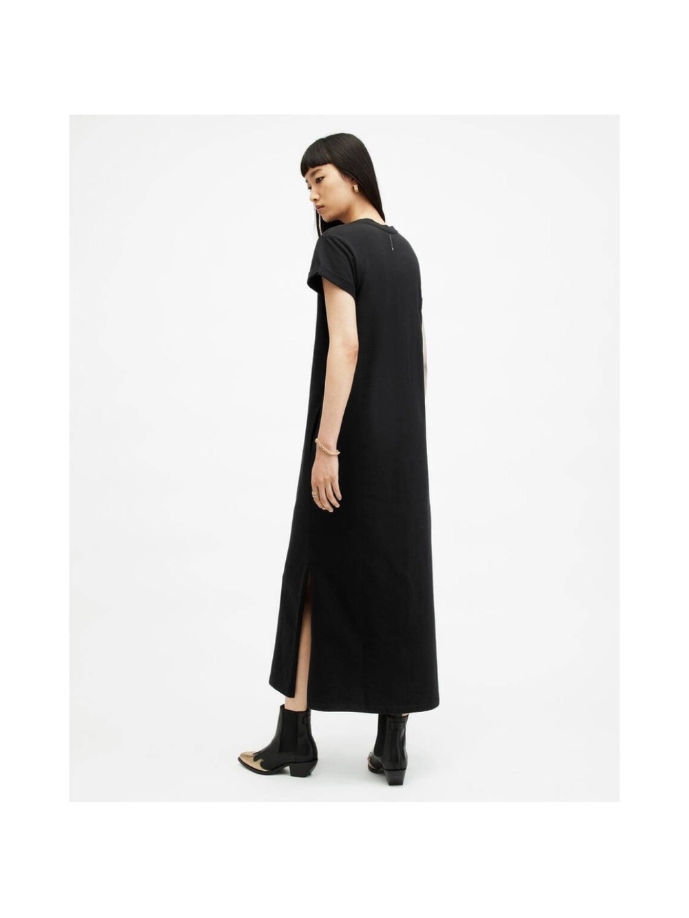 AllSaints Black Short-Sleeve Maxi Dress - Picture 2 of 6